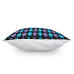 Black Purple And Blue Argyle Print Pillow Cover