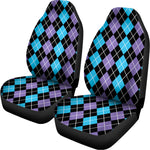 Black Purple And Blue Argyle Print Universal Fit Car Seat Covers