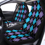 Black Purple And Blue Argyle Print Universal Fit Car Seat Covers