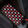 Black Red And Grey Argyle Pattern Print Car Center Console Cover
