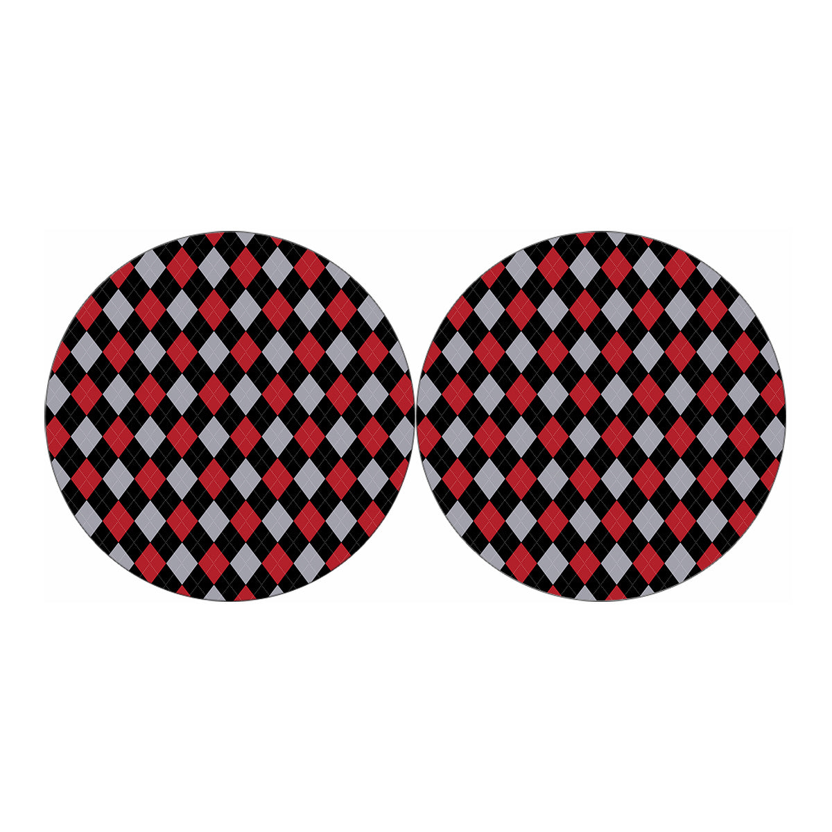 Black Red And Grey Argyle Pattern Print Car Coasters