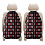 Black Red And Grey Argyle Pattern Print Car Seat Organizers