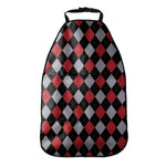 Black Red And Grey Argyle Pattern Print Car Seat Organizers