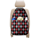 Black Red And Grey Argyle Pattern Print Car Seat Organizers