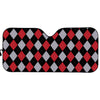 Black Red And Grey Argyle Pattern Print Car Sun Shade