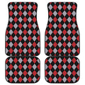Black Red And Grey Argyle Pattern Print Front and Back Car Floor Mats