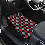 Black Red And Grey Argyle Pattern Print Front and Back Car Floor Mats