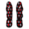 Black Red And Grey Argyle Pattern Print Muay Thai Shin Guard