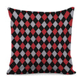 Black Red And Grey Argyle Pattern Print Pillow Cover