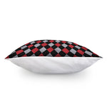 Black Red And Grey Argyle Pattern Print Pillow Cover