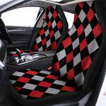 Black Red And Grey Argyle Pattern Print Universal Fit Car Seat Covers