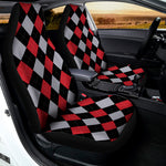 Black Red And Grey Argyle Pattern Print Universal Fit Car Seat Covers