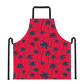 Black Red Palm Tree Pattern Print Apron