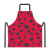 Black Red Palm Tree Pattern Print Apron