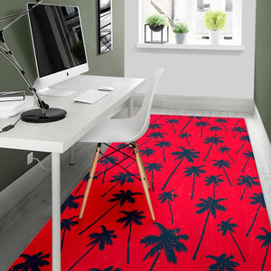 Black Red Palm Tree Pattern Print Area Rug GearFrost