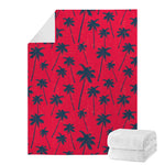 Black Red Palm Tree Pattern Print Blanket