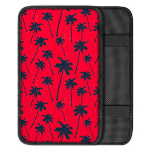 Black Red Palm Tree Pattern Print Car Center Console Cover