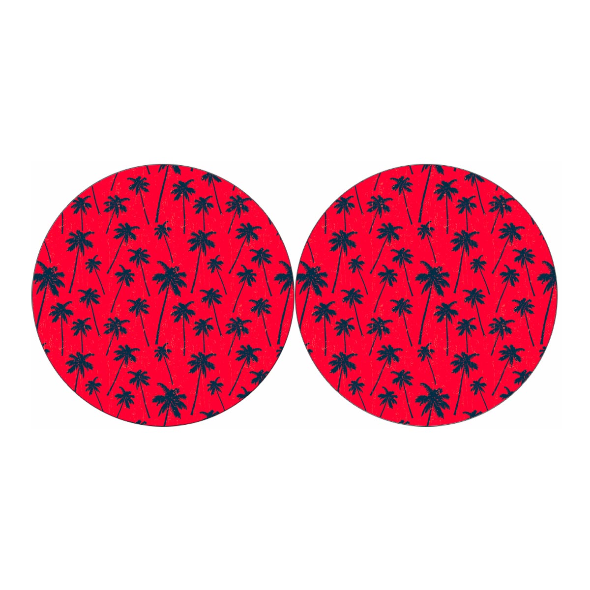 Black Red Palm Tree Pattern Print Car Coasters