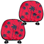 Black Red Palm Tree Pattern Print Car Headrest Covers