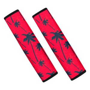 Black Red Palm Tree Pattern Print Car Seat Belt Covers