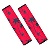 Black Red Palm Tree Pattern Print Car Seat Belt Covers