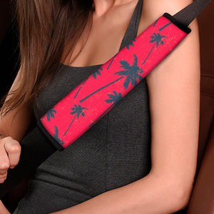 Black Red Palm Tree Pattern Print Car Seat Belt Covers