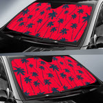 Black Red Palm Tree Pattern Print Car Sun Shade GearFrost