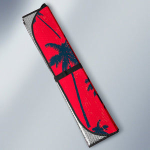 Black Red Palm Tree Pattern Print Car Sun Shade GearFrost