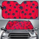 Black Red Palm Tree Pattern Print Car Sun Shade GearFrost