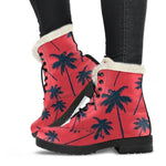 Black Red Palm Tree Pattern Print Comfy Boots GearFrost