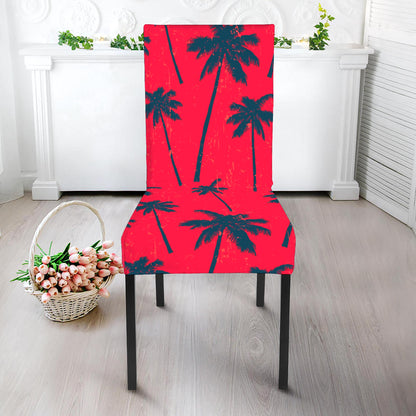 Black Red Palm Tree Pattern Print Dining Chair Slipcover