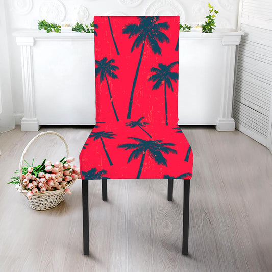 Black Red Palm Tree Pattern Print Dining Chair Slipcover