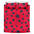 Black Red Palm Tree Pattern Print Duvet Cover Bedding Set