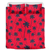 Black Red Palm Tree Pattern Print Duvet Cover Bedding Set