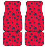 Black Red Palm Tree Pattern Print Front and Back Car Floor Mats