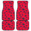 Black Red Palm Tree Pattern Print Front and Back Car Floor Mats