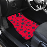 Black Red Palm Tree Pattern Print Front Car Floor Mats