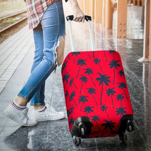 Black Red Palm Tree Pattern Print Luggage Cover GearFrost