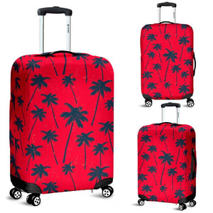 Black Red Palm Tree Pattern Print Luggage Cover GearFrost