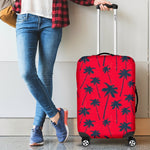 Black Red Palm Tree Pattern Print Luggage Cover GearFrost