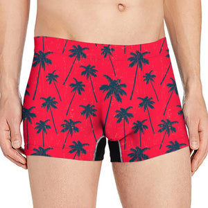 Black Red Palm Tree Pattern Print Men's Boxer Briefs