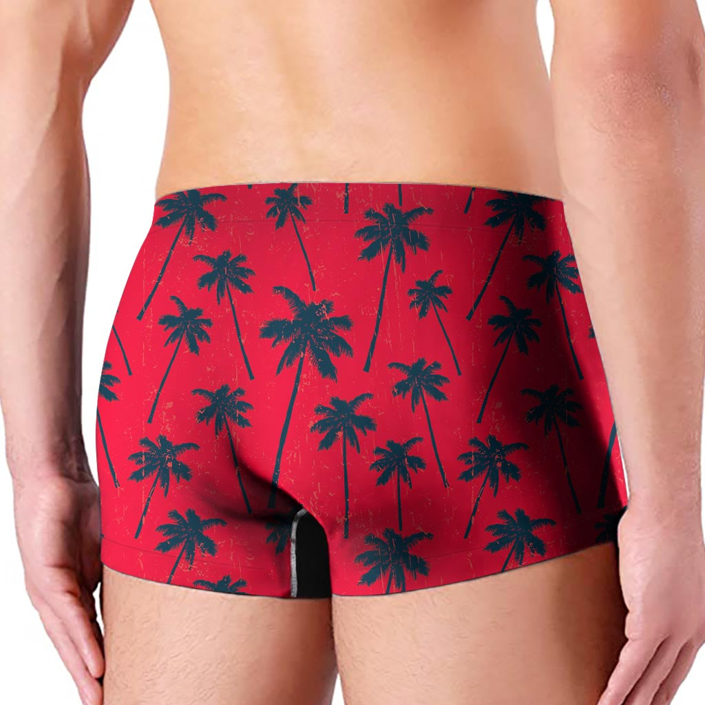 Black Red Palm Tree Pattern Print Men's Boxer Briefs