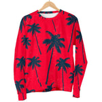 Black Red Palm Tree Pattern Print Men's Crewneck Sweatshirt GearFrost