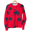 Black Red Palm Tree Pattern Print Men's Crewneck Sweatshirt GearFrost