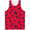 Black Red Palm Tree Pattern Print Men's Tank Top