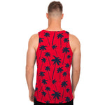 Black Red Palm Tree Pattern Print Men's Tank Top