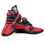 Black Red Palm Tree Pattern Print Mesh Knit Shoes GearFrost