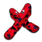 Black Red Palm Tree Pattern Print Muay Thai Shin Guard