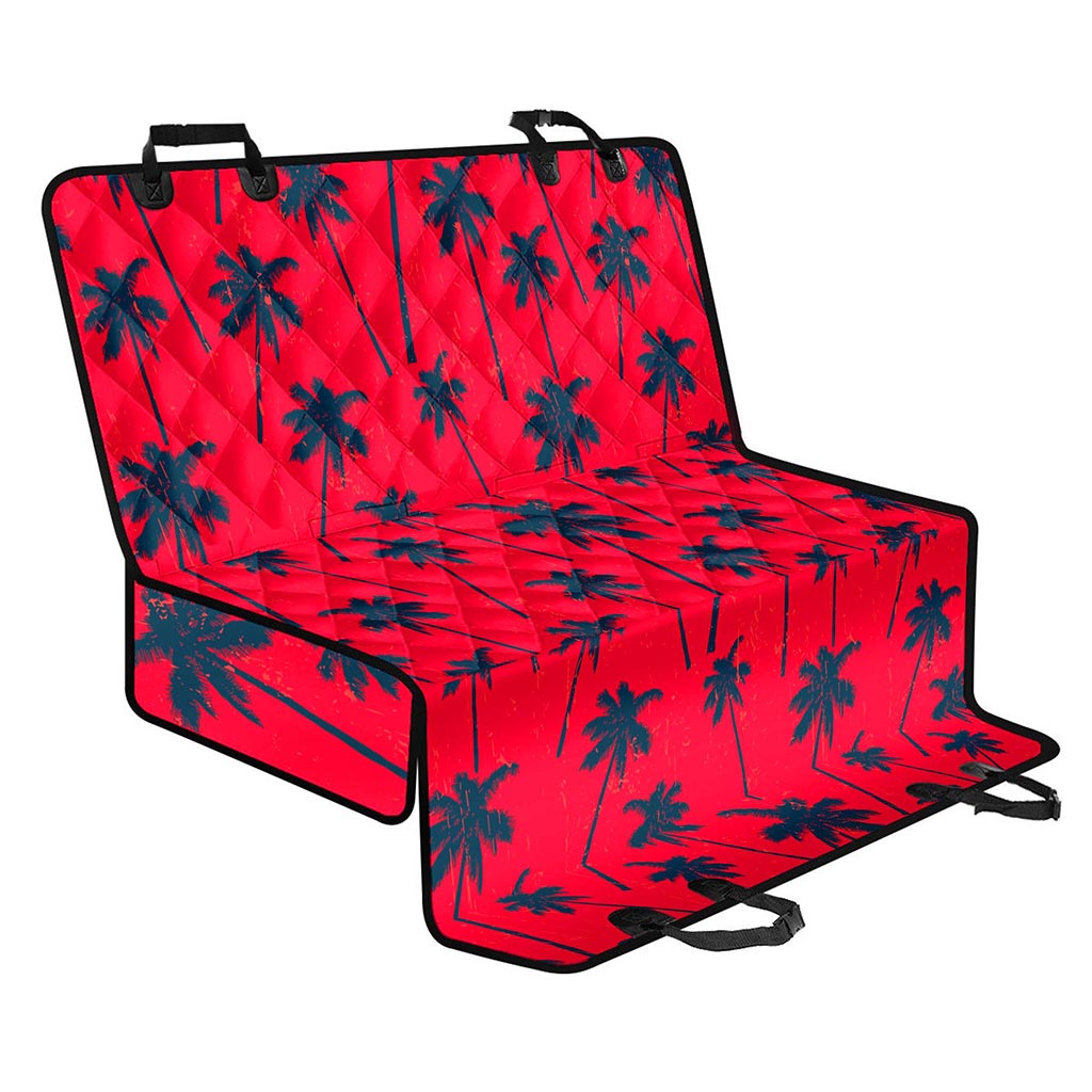 Black Red Palm Tree Pattern Print Pet Car Back Seat Cover