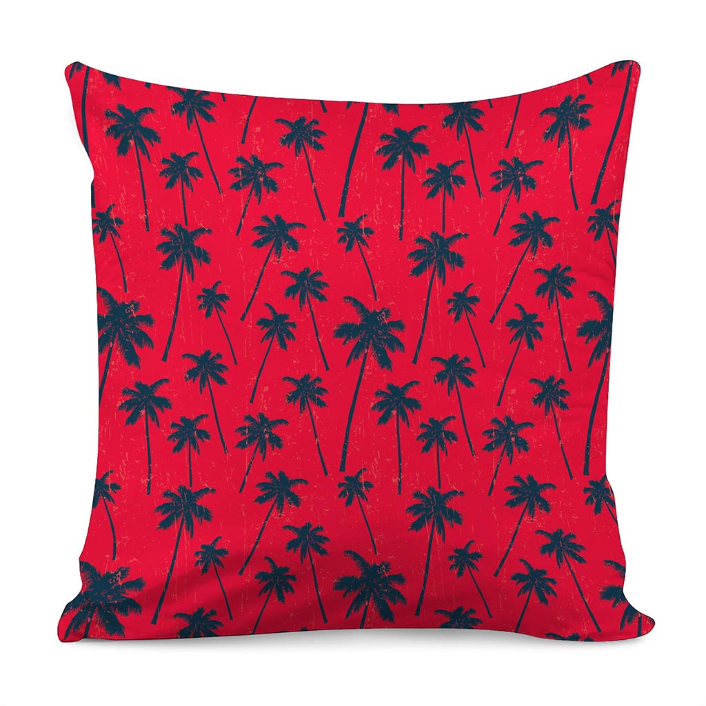 Black Red Palm Tree Pattern Print Pillow Cover